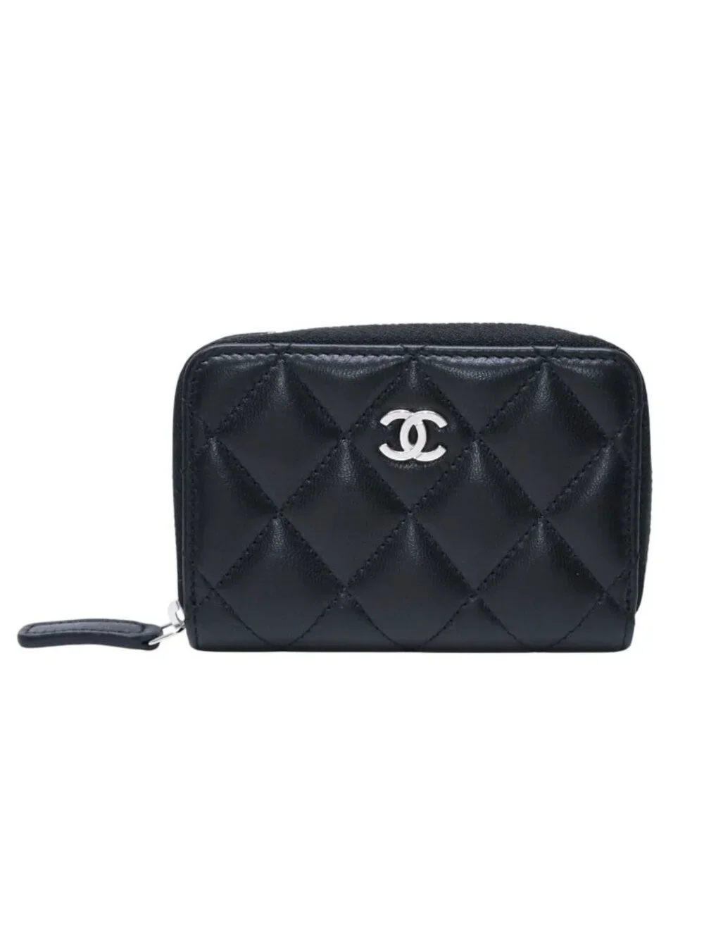 Chanel Classic Zip Coin Purse CC Logo Lambskin Black